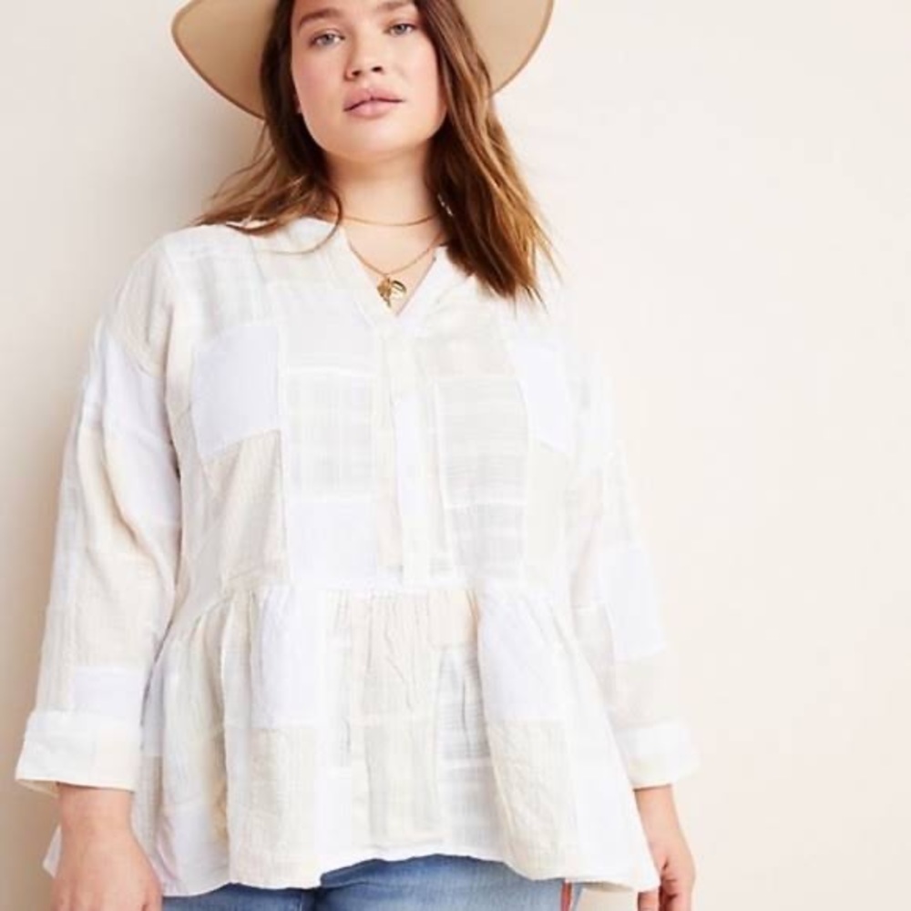 Maeve by Anthropologie Zoe swing patchwork peplum top